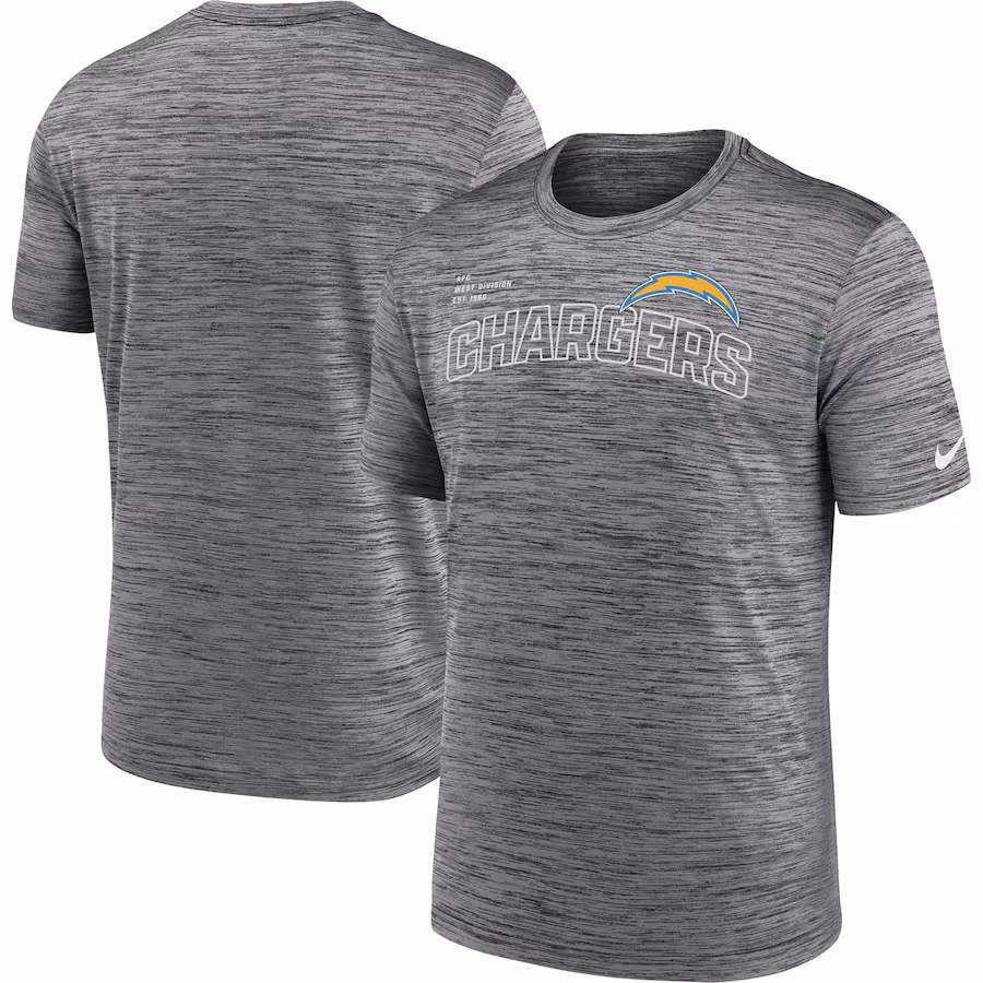 Men's Los Angeles Chargers  Nike Anthracite Velocity Arch Performance T-Shirt