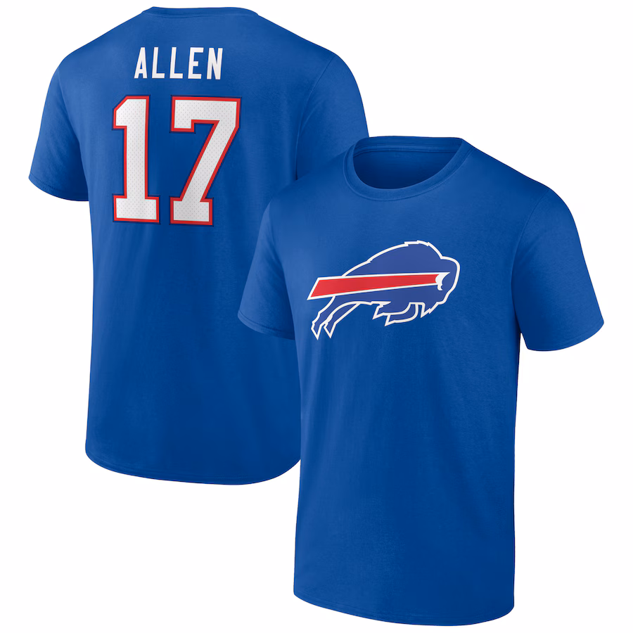 Men's Buffalo Bills Josh Allen Royal Icon Player Name & Number T-Shirt