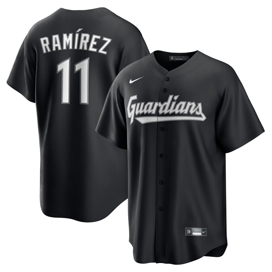 Men's Cleveland Guardians José Ramírez Nike Black Lights Out Replica Player Jersey