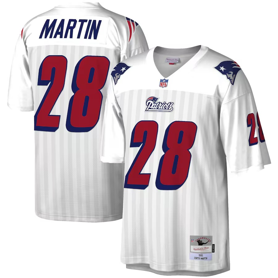 Men's New England Patriots Curtis Martin Mitchell & Ness White Legacy Replica Jersey
