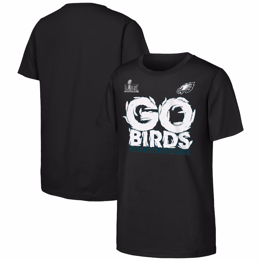 Youth Philadelphia Eagles  Fanatics Black Super Bowl LIX Champions Local T-Shirt