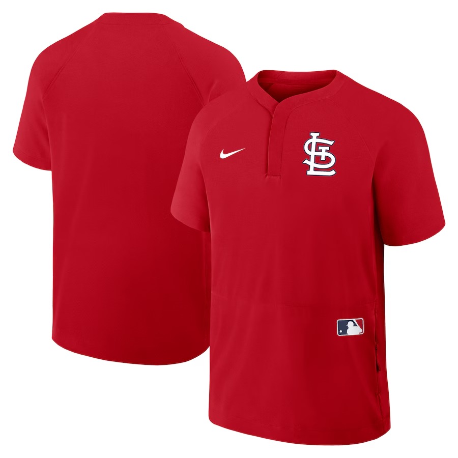 Men's St. Louis Cardinals Nike Red Authentic Collection Raglan Short Sleeve Windshirt