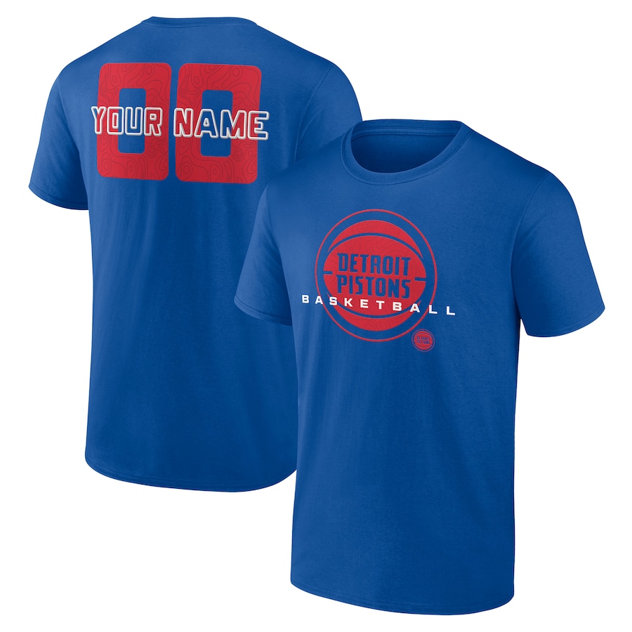 Men's Detroit Pistons Blue Stellar Personalized Name & Number T-Shirt