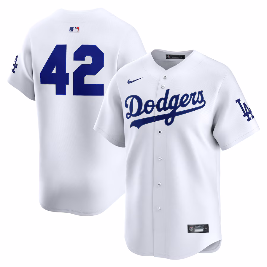 Men's Los Angeles Dodgers Nike White Home 2025 Jackie Robinson Day Limited Jersey