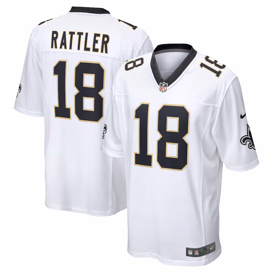 Men's New Orleans Saints Spencer Rattler Nike White Game Player Jersey