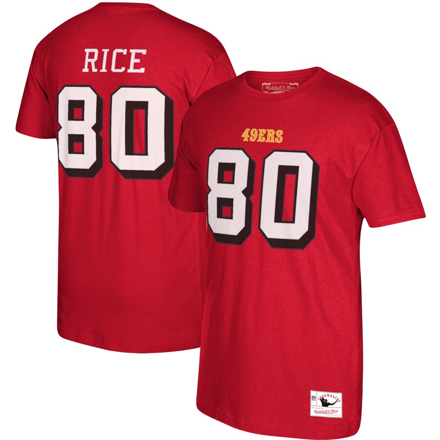Men's Jerry Rice San Francisco 49ers Mitchell & Ness Scarlet Retired Player Name & Number T-Shirt