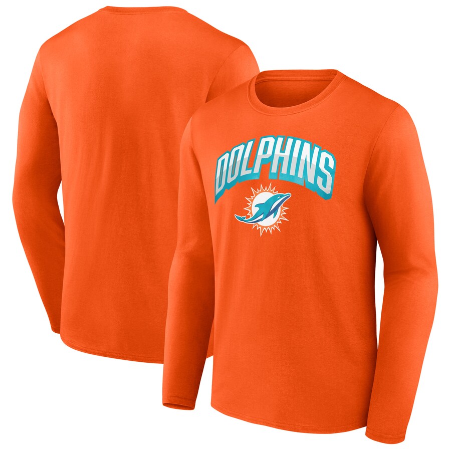 Men's Miami Dolphins  Fanatics Orange Long Sleeve T-Shirt