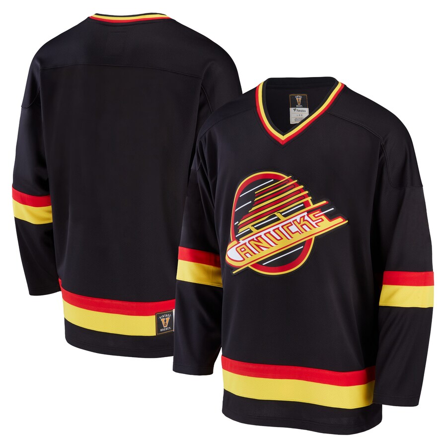 Men's Vancouver Canucks Fanatics Branded Black Premier Breakaway Heritage Jersey