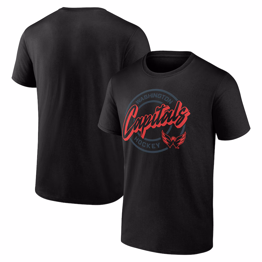 Men's Washington Capitals Black Color Block Puck T-Shirt