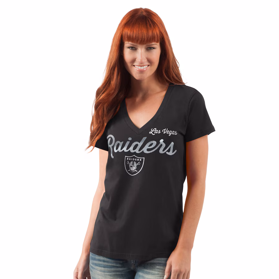 Women's Las Vegas Raiders G-III 4Her by Carl Banks Black Post Season V-Neck T-Shirt