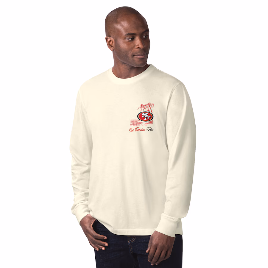 Men's San Francisco 49ers Margaritaville Cream It's Five O'Clock Somewhere Long Sleeve T-Shirt