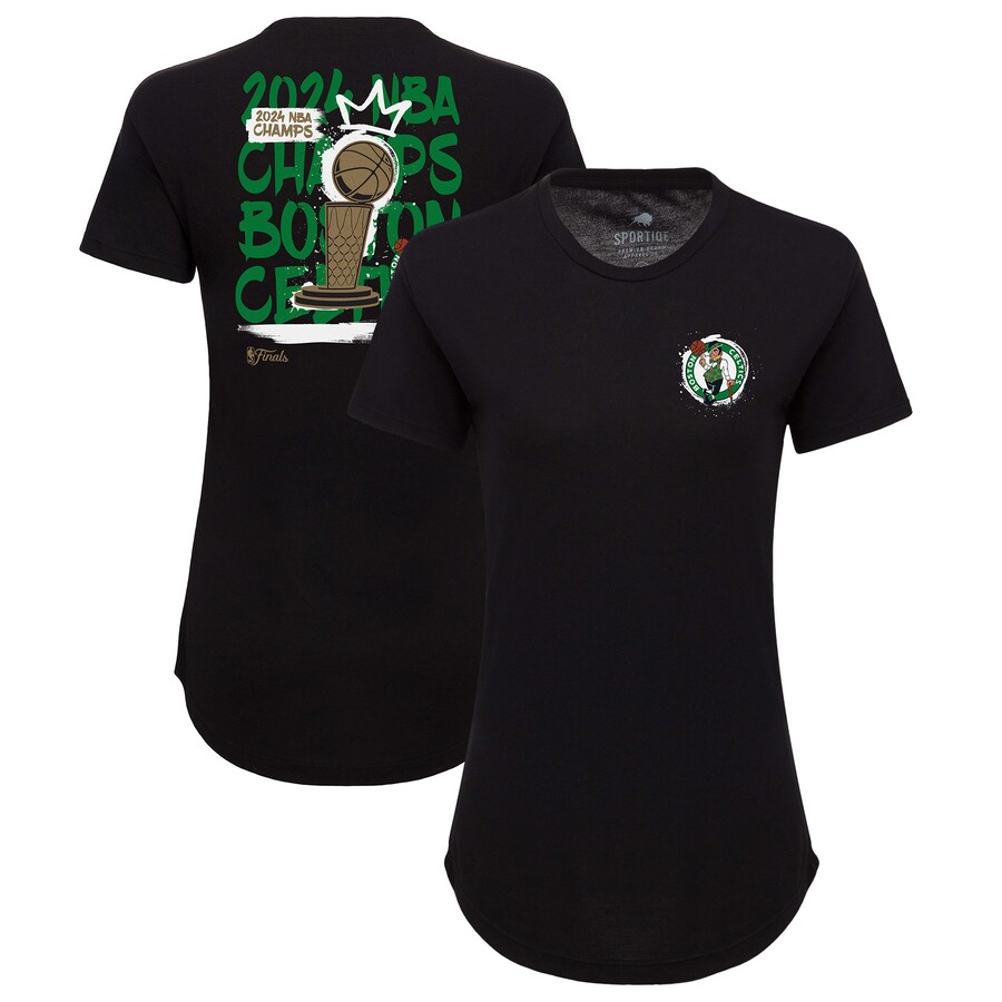 Women's Boston Celtics Sportiqe Black 2024 NBA Finals Champions King of the Court Phoebe Tri-Blend T-Shirt