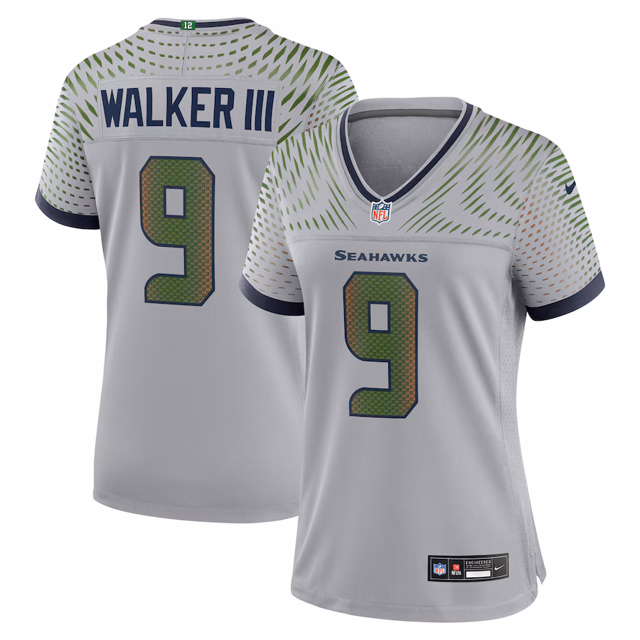 Women's Seattle Seahawks Kenneth Walker III Nike Wolf Gray 2025 Rivalries Collection Game Jersey