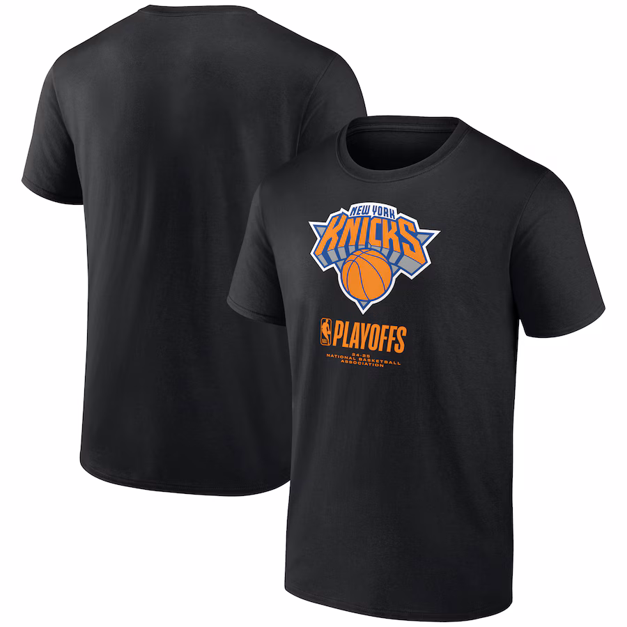 Men's  New York Knicks Black 2025 NBA Playoffs Alley Oop T-Shirt