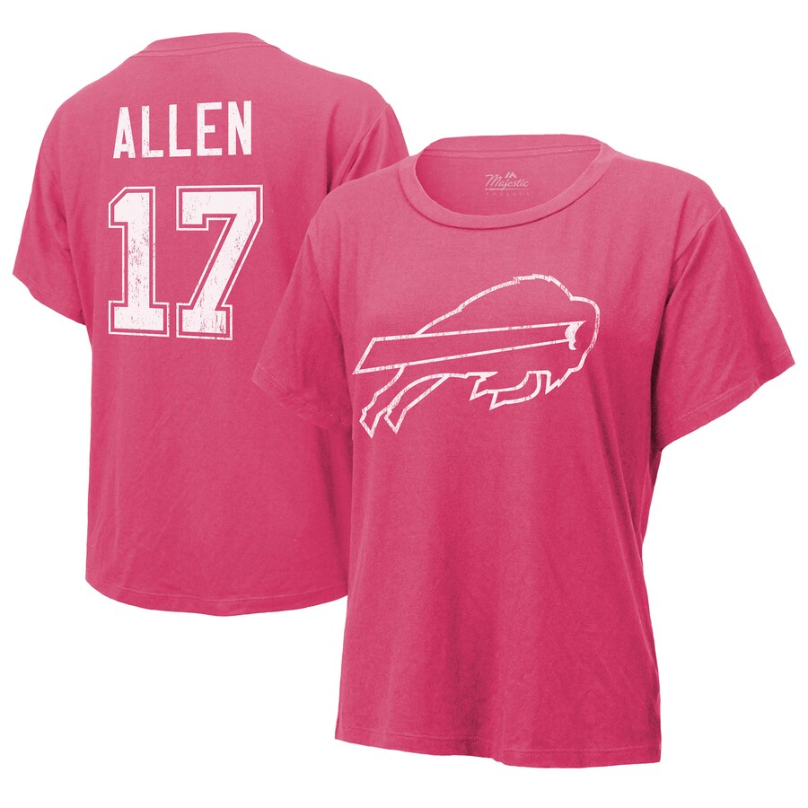Women's Buffalo Bills Josh Allen Majestic Threads Pink Name & Number T-Shirt