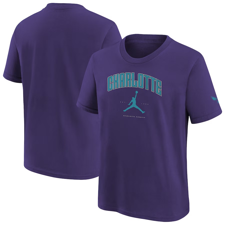 Youth Charlotte Hornets Jordan Brand Purple Essential Cities T-Shirt