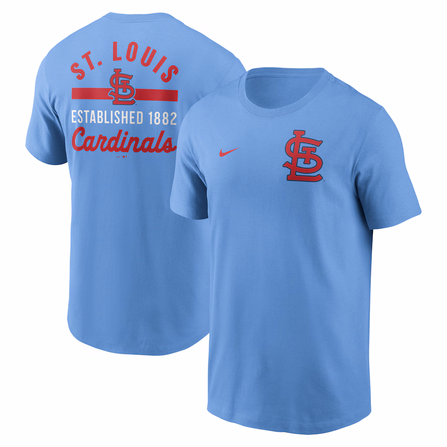 Men's St. Louis Cardinals Nike Light Blue 2-Hit T-Shirt