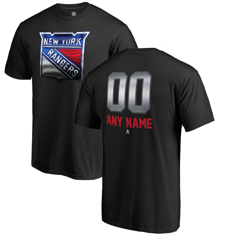 Men's New York Rangers Black Personalized Midnight Mascot T-Shirt