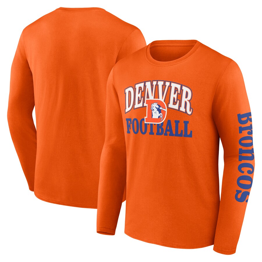 Men's Denver Broncos Fanatics Orange Vintage Combo Up Two Long Sleeve T-Shirt