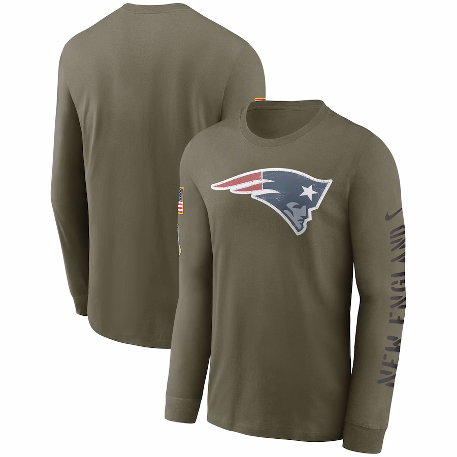 Men's New England Patriots Nike Olive Salute To Service Long Sleeve T-Shirt