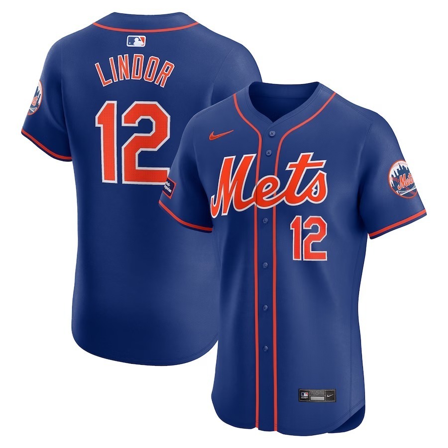Men's New York Mets Francisco Lindor Nike Royal Alternate Elite Sponsor Patch Player Jersey