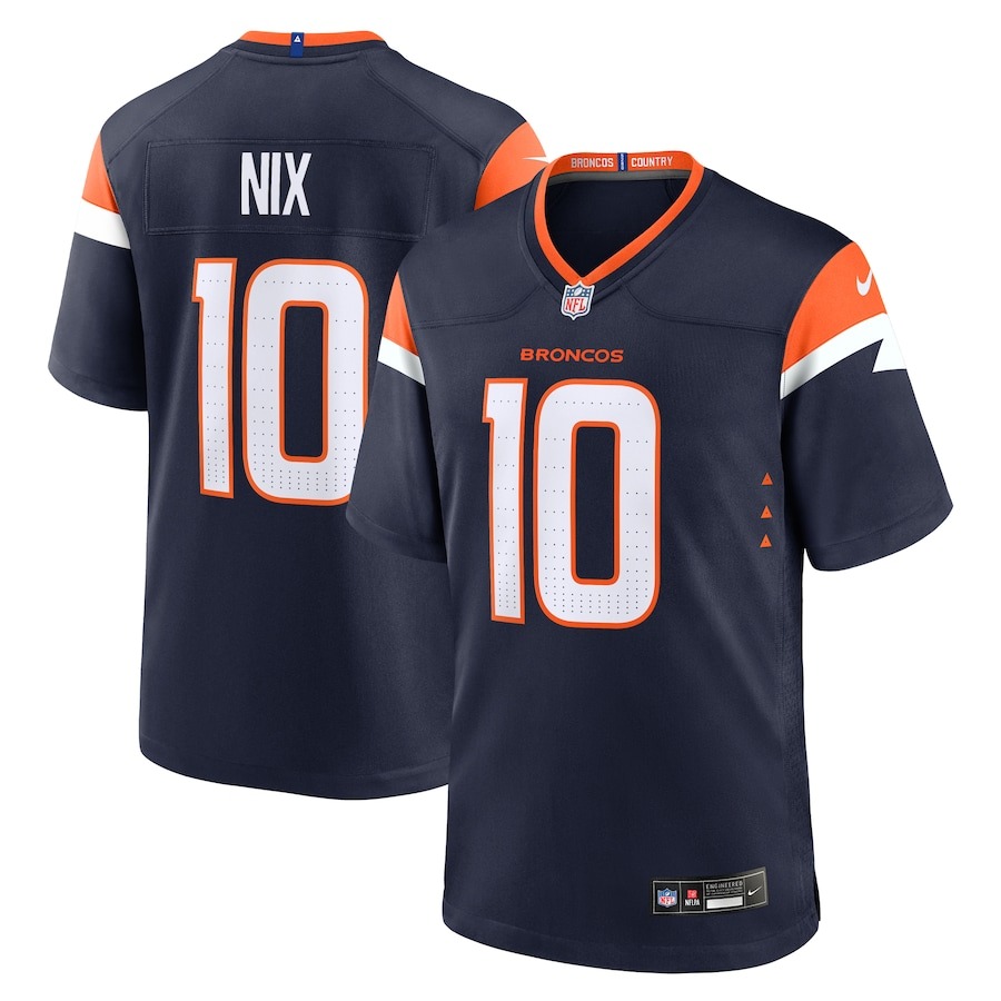 Men's Denver Broncos Bo Nix Nike  Navy Vapor F.U.S.E. Stitched Limited Jersey