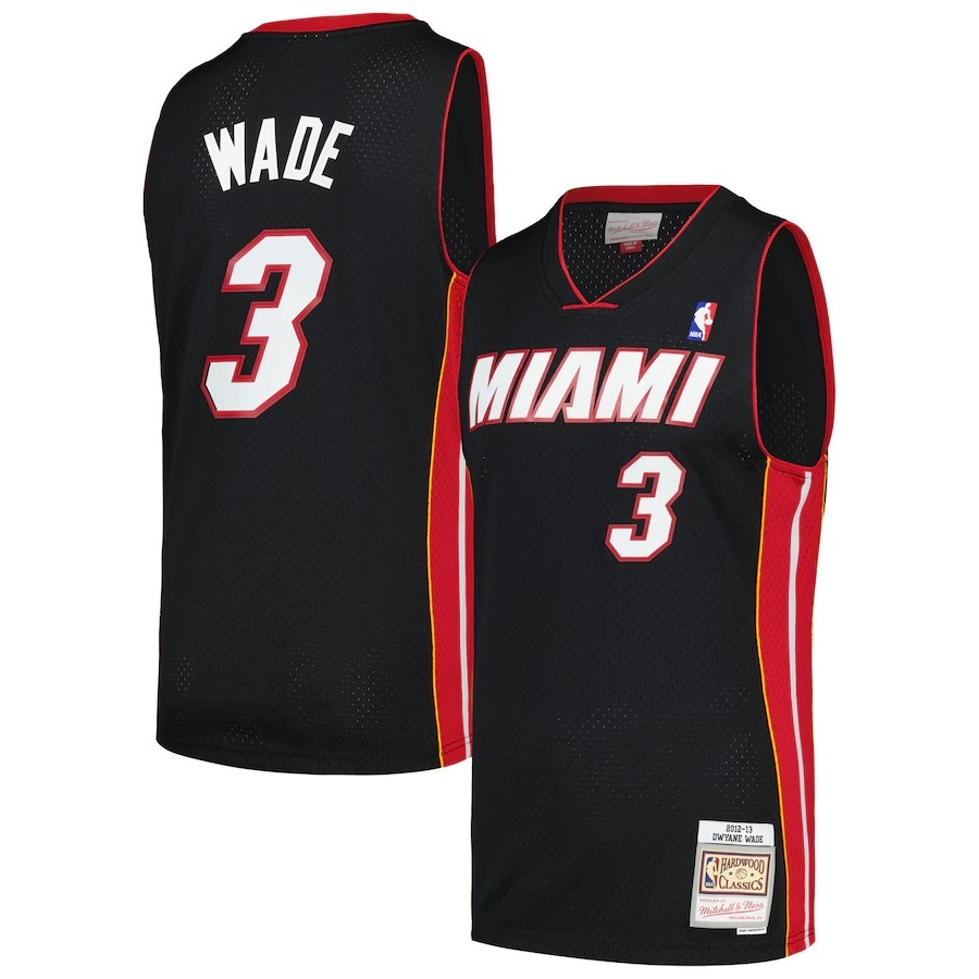 Men's Miami Heat Dwyane Wade Mitchell & Ness Black 2012/13 Hardwood Classics Swingman Jersey