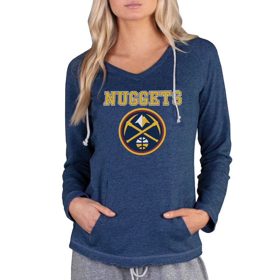 Women's Denver Nuggets Concepts Sport Navy Mainstream Terry Hooded Top