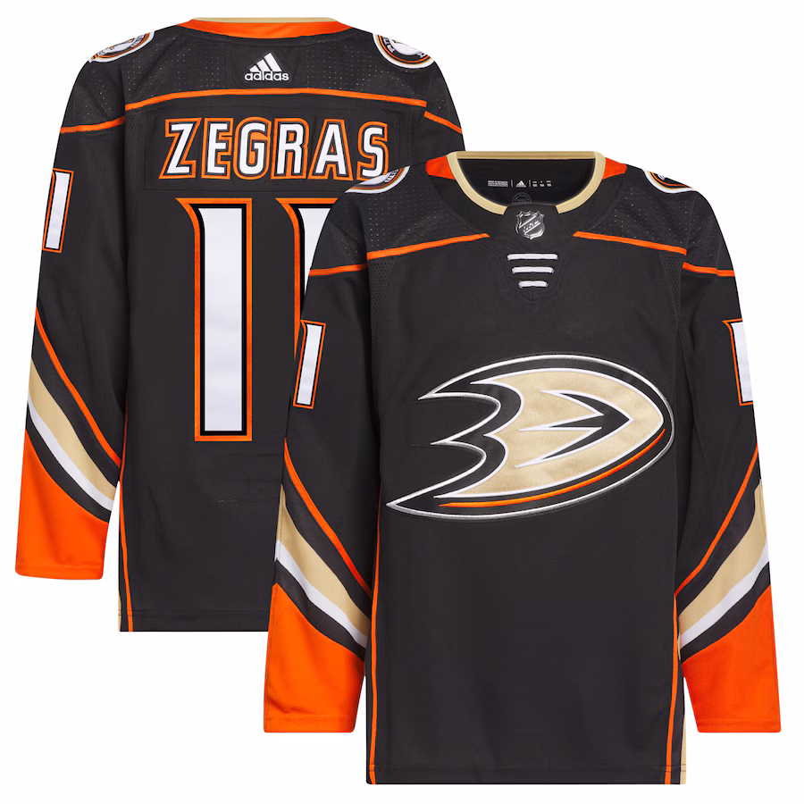 Men's Anaheim Ducks Trevor Zegras adidas Black Home Primegreen Authentic Player Jersey