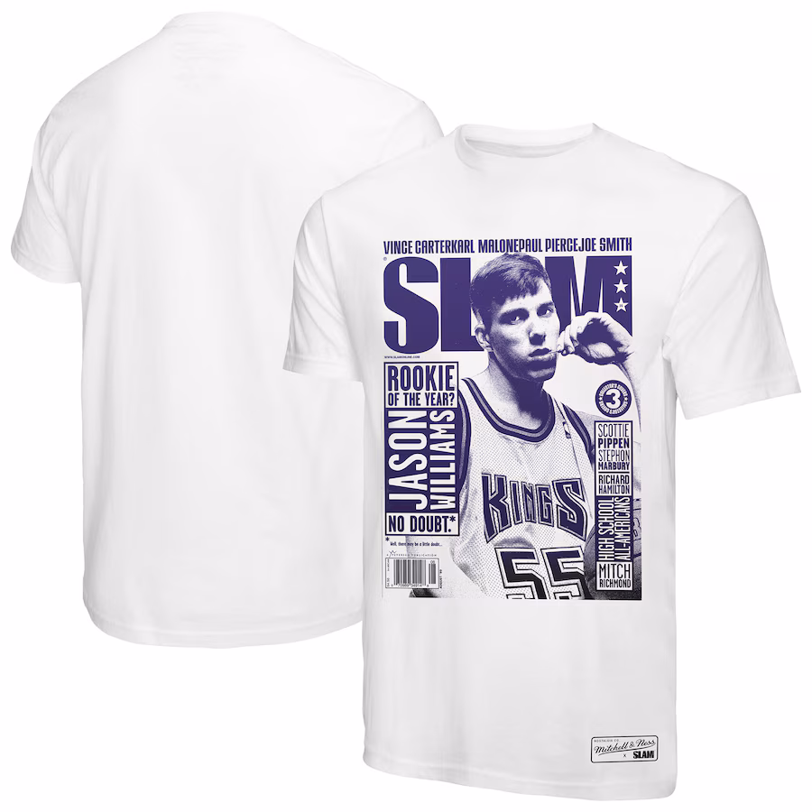 Men's Sacramento Kings Jason Williams Mitchell & Ness White SLAM Gradient T-Shirt