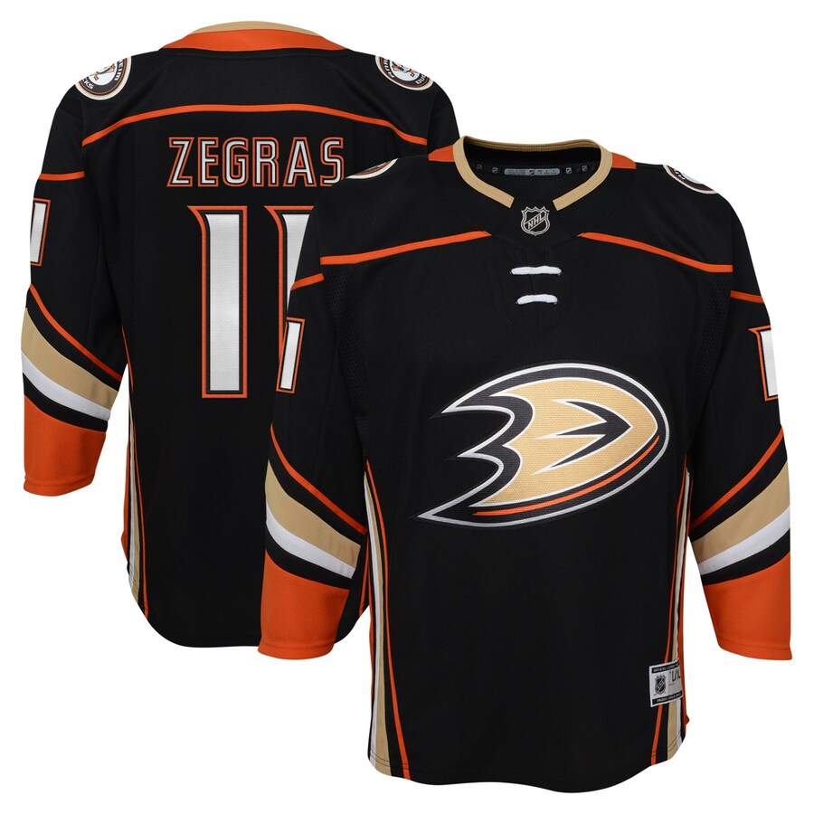Youth Anaheim Ducks Trevor Zegras Black Home Premier Player Jersey