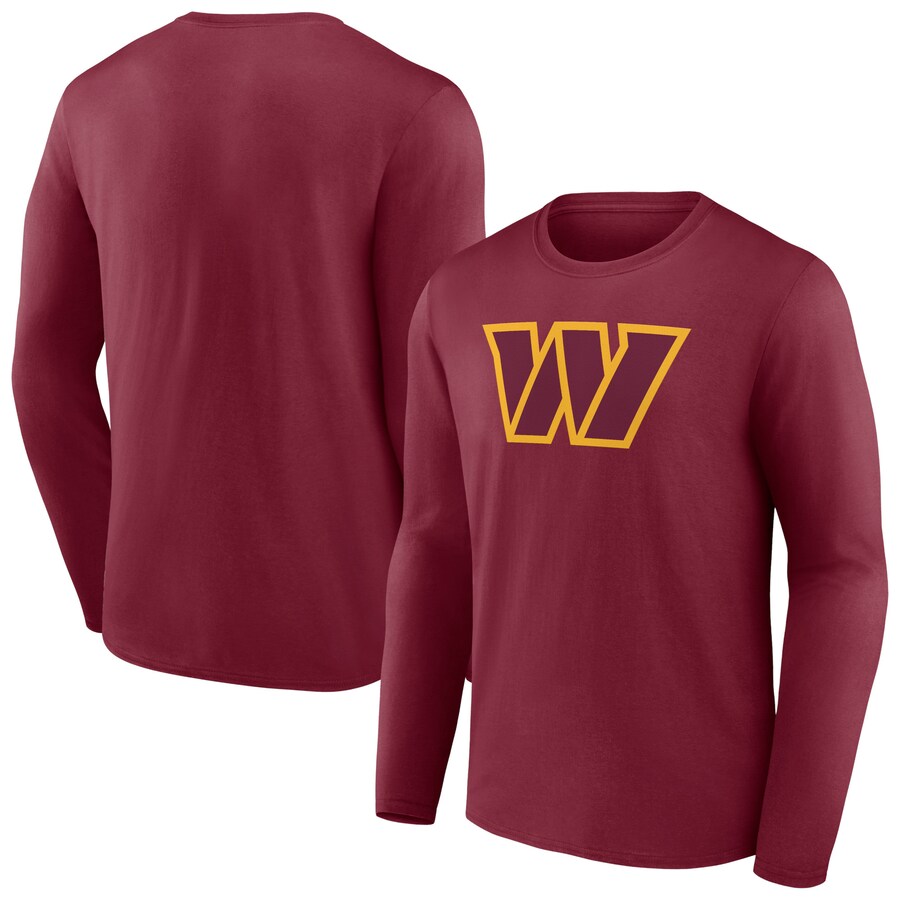 Men's Washington Commanders Burgundy Primary Team Logo Long Sleeve T-Shirt
