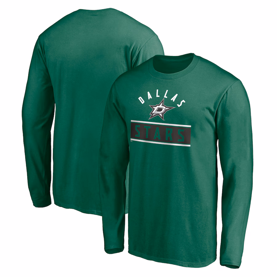 Men's Dallas Stars Kelly Green Team Arch Knockout Long Sleeve T-Shirt