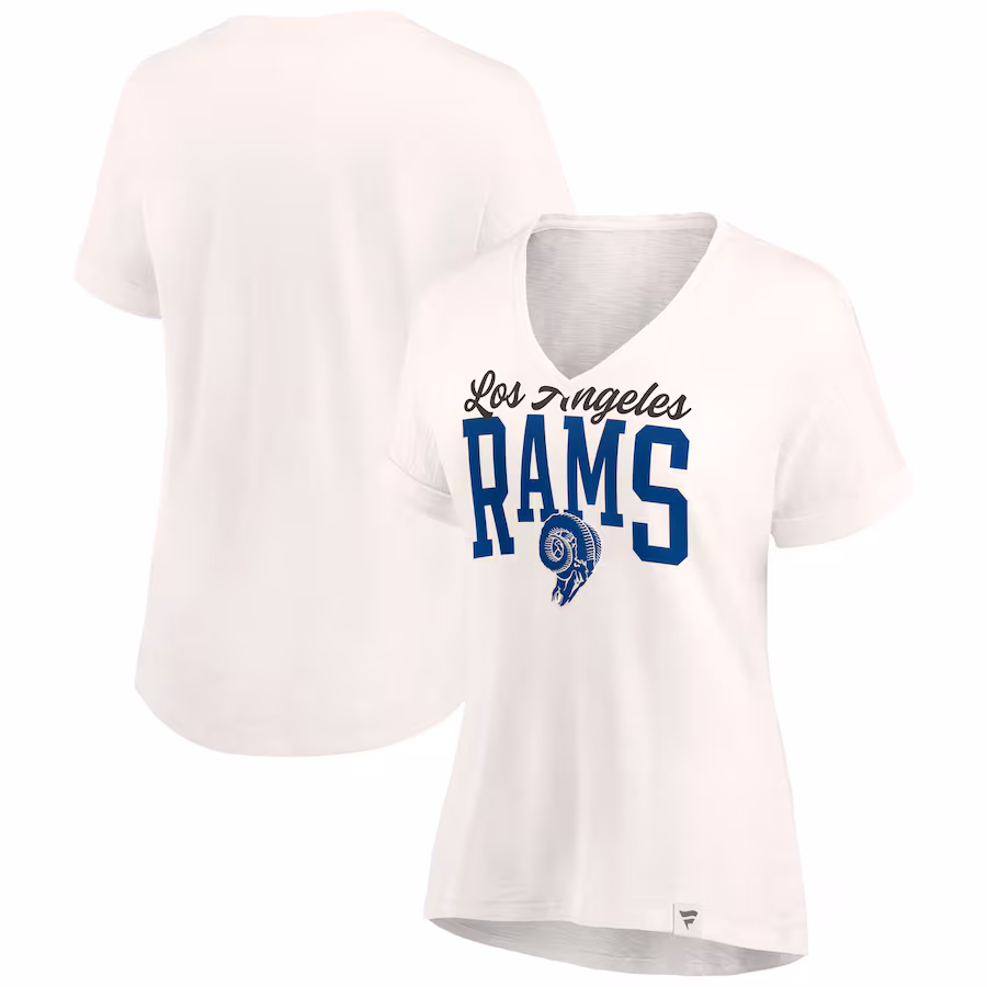 Women's Los Angeles Rams Fanatics Oatmeal Motivating Force Lightweight V-Neck T-Shirt