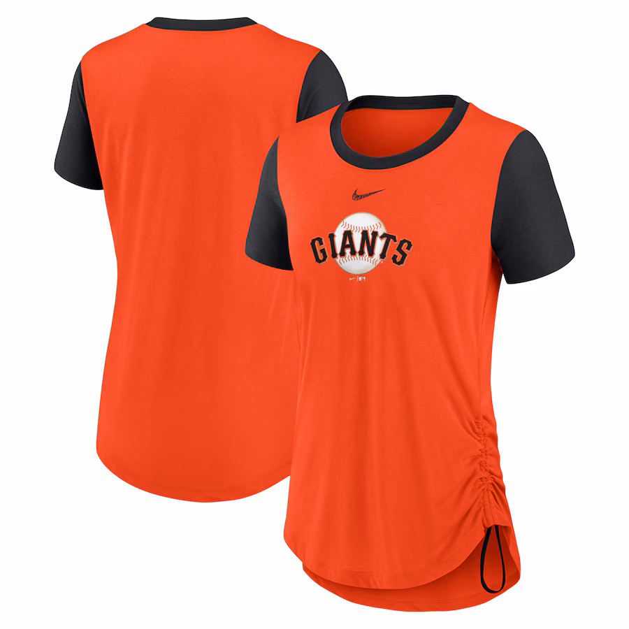 Women's San Francisco Giants Nike Orange Hipster Swoosh Cinched Tri-Blend Performance Fashion T-Shirt