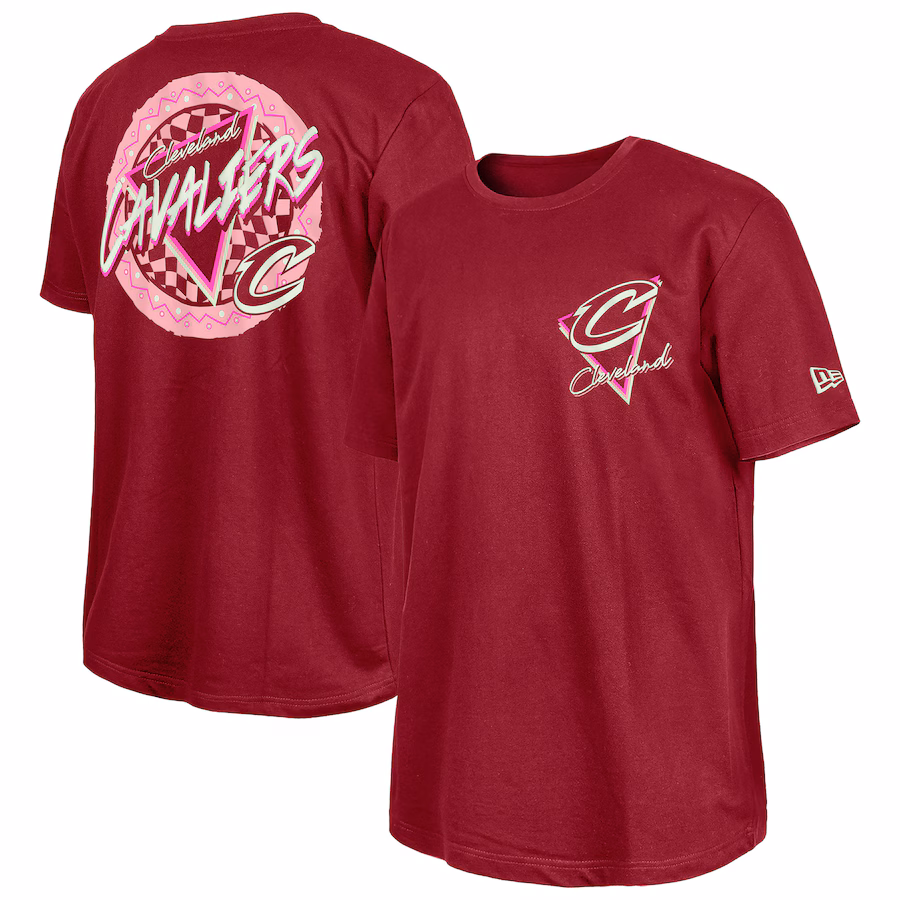 Men's Cleveland Cavaliers  New Era Wine Glow-in-the-Dark T-Shirt