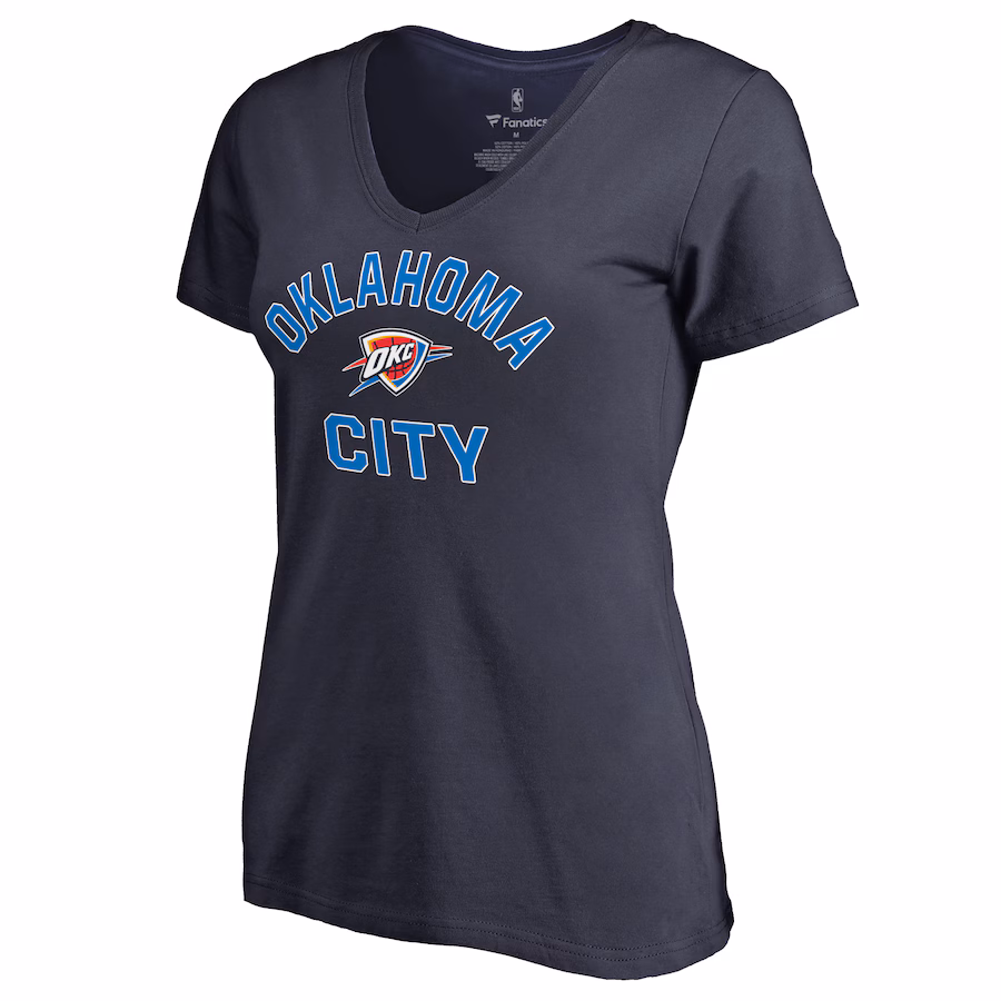 Women's Oklahoma City Thunder Navy Overtime V-Neck T-Shirt