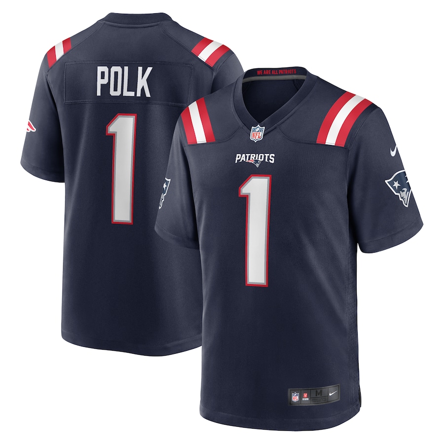 Men's New England Patriots Ja'Lynn Polk Nike  Navy Team Game Jersey