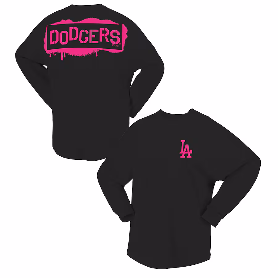 Women's Los Angeles Dodgers Fanatics Black Neon Jersey Long Sleeve T-Shirt