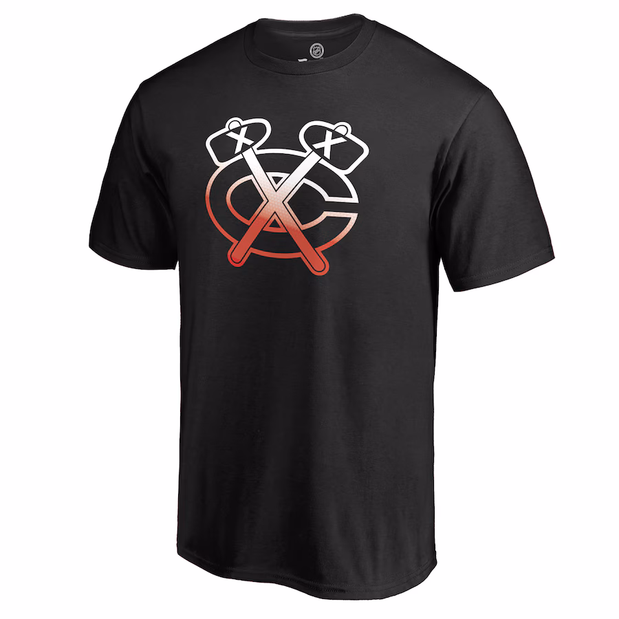 Men's Chicago Blackhawks Black Gradient Logo T-Shirt