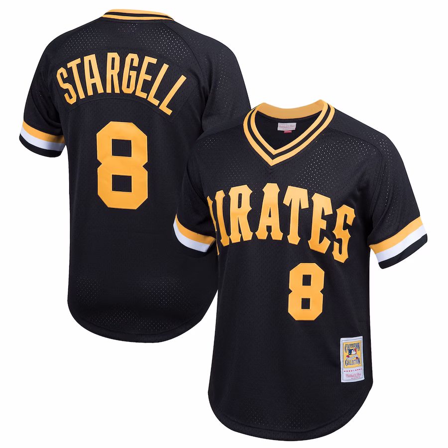 Youth Pittsburgh Pirates Willie Stargell Mitchell & Ness Black Cooperstown Collection Mesh Batting Practice Jersey