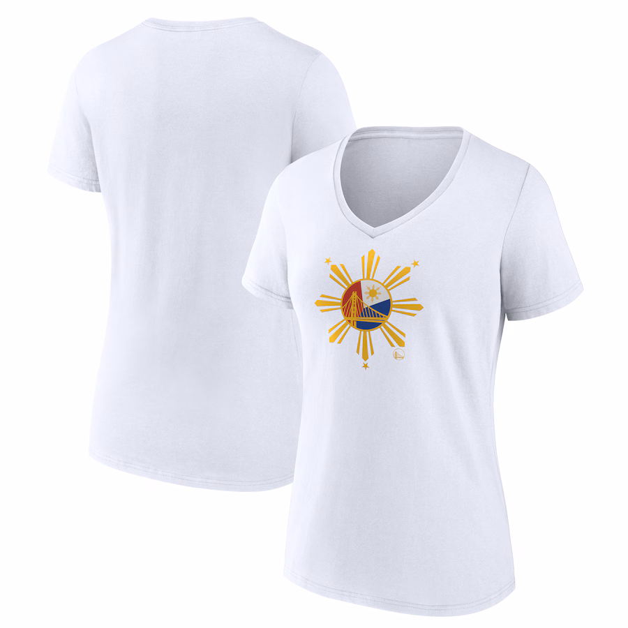Women's Golden State Warriors  White Heritage V-Neck T-Shirt