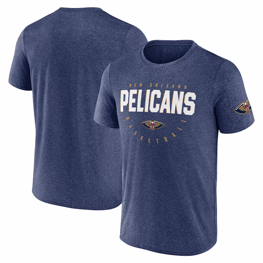Men's New Orleans Pelicans Heather Navy Block Practice Performance T-Shirt