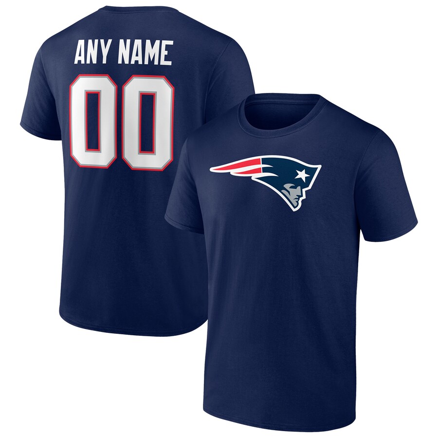 Men's New England Patriots Navy Team Authentic Personalized Name & Number T-Shirt