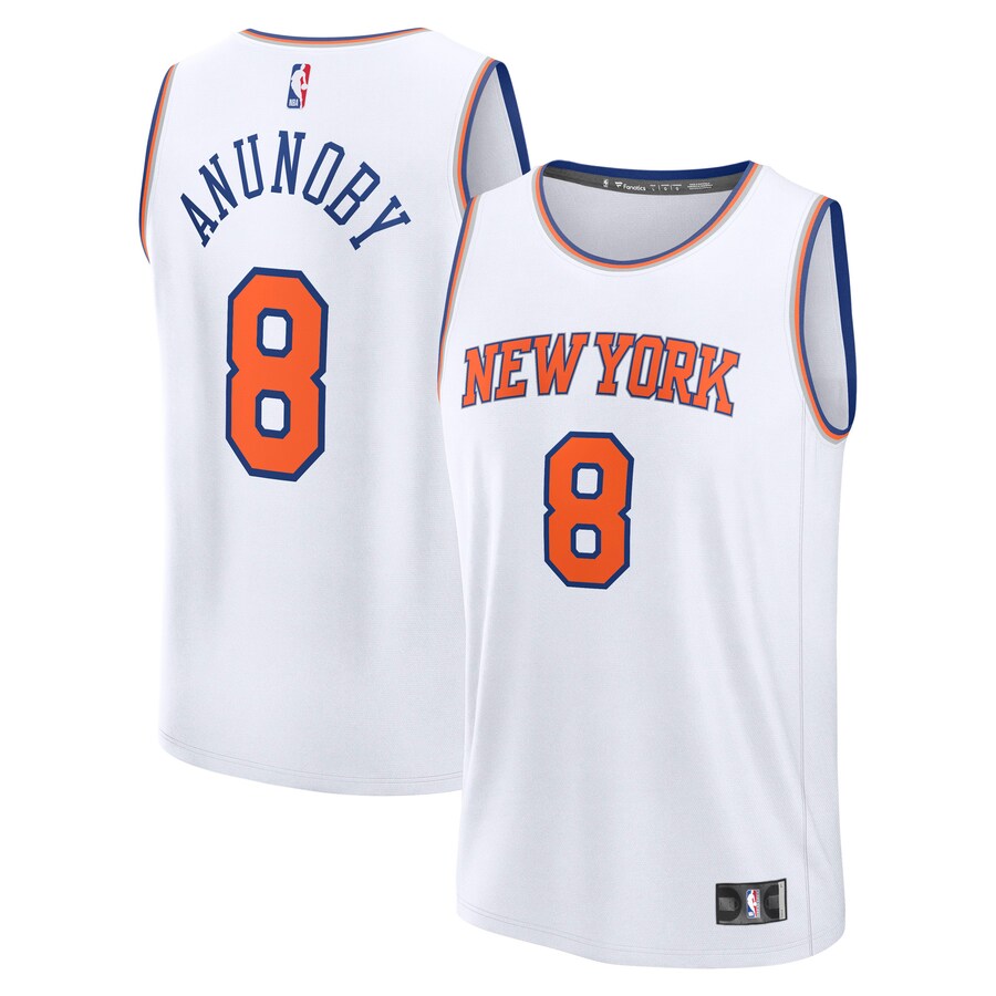 Men's New York Knicks OG Anunoby Fanatics White Fast Break Replica Player Jersey - Association Edition