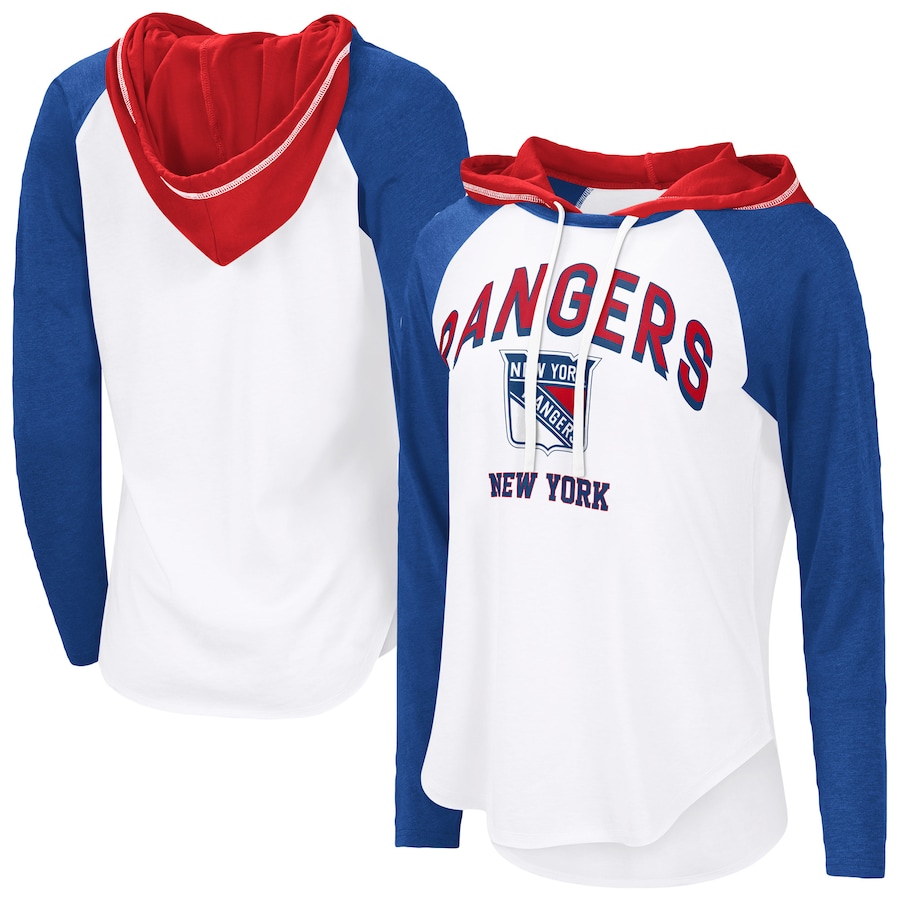 Women's New York Rangers G-III 4Her by Carl Banks White VIP Raglan Long Sleeve Hoodie T-Shirt