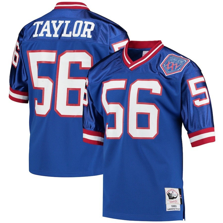 Men's New York Giants 1990 Lawrence Taylor Mitchell & Ness Royal Authentic Throwback Retired Player Jersey