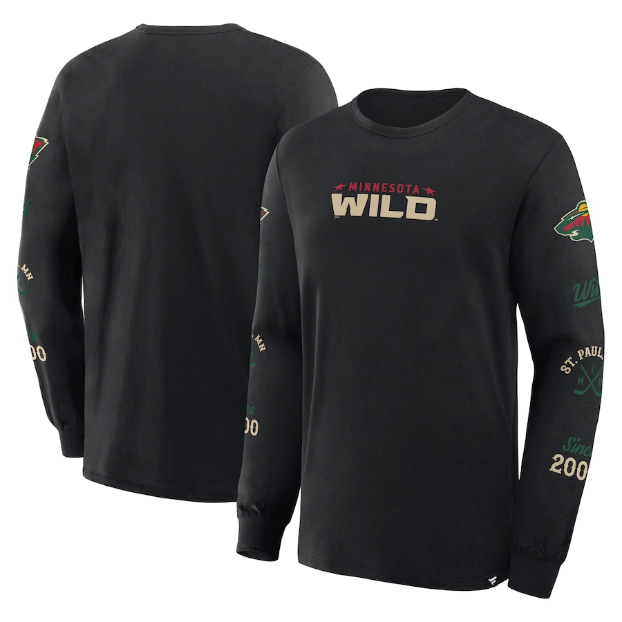 Men's Minnesota Wild Fanatics Black Boxed In Legacy Long Sleeve T-Shirt