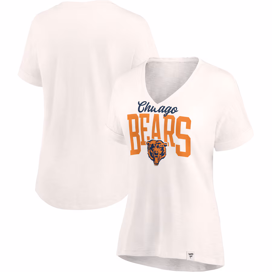 Women's Chicago Bears Fanatics Oatmeal Motivating Force Lightweight V-Neck T-Shirt