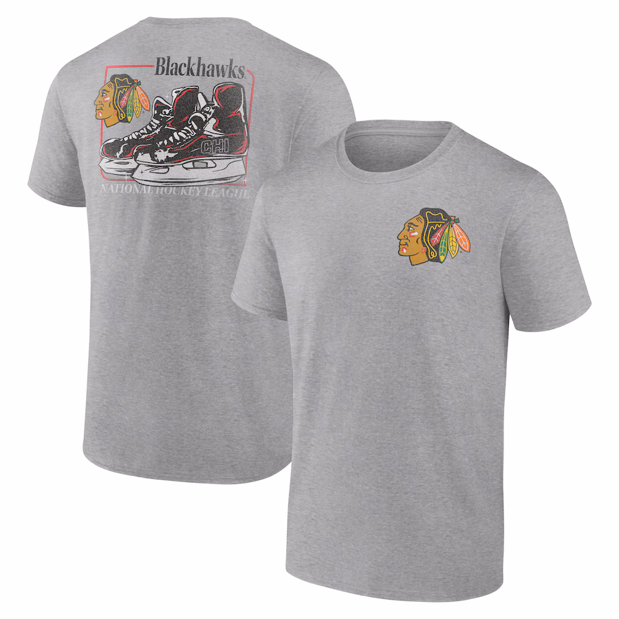 Men's Chicago Blackhawks Heather Gray Glory Skates T-Shirt